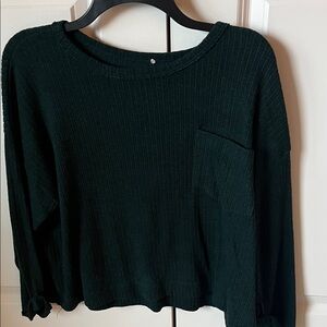 Dark Green Ribbed Women's Top
